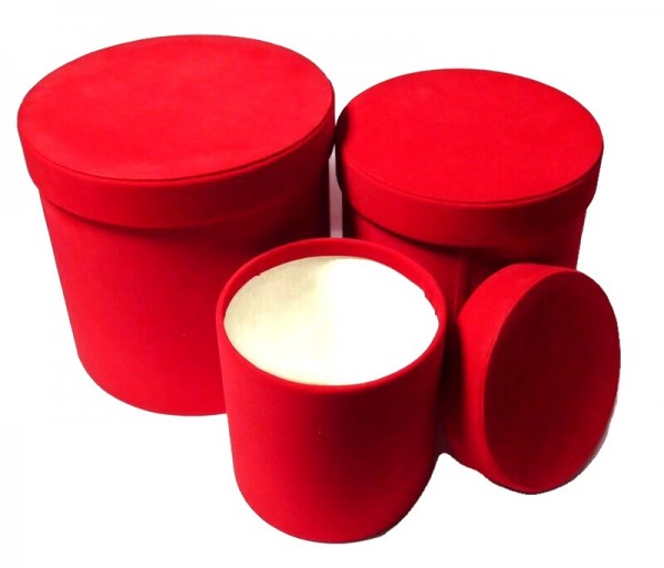 Flower Box Welur Bordo, Czerwony 3 szt KOLORY