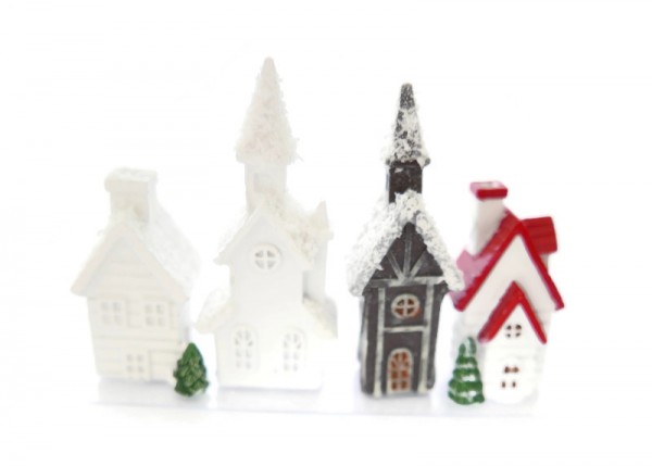 Domki Ceramiczne Świąteczne 4 szt 
