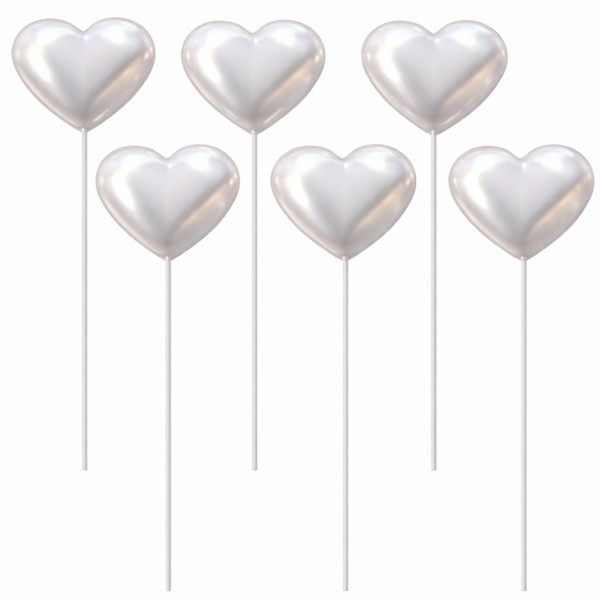 Serce Plastikowe Na Piku Biała Perła 6 szt