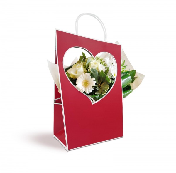 Torba Z Okienkiem Serduszko 5 szt Czerwona