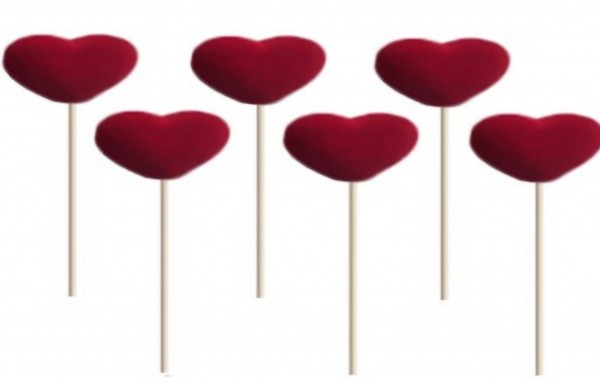 Serca Welurowe Czerwone Na Piku 6 szt