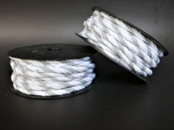 Sznurek Bawełniany Biało Szary 0,9 cm