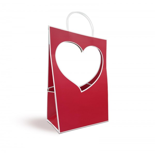 Torba Z Okienkiem Serduszko 5 szt Czerwona